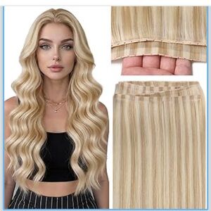 Butterfly Extensions Human Hair Light Brown Highlighted Platinum Blonde 20”